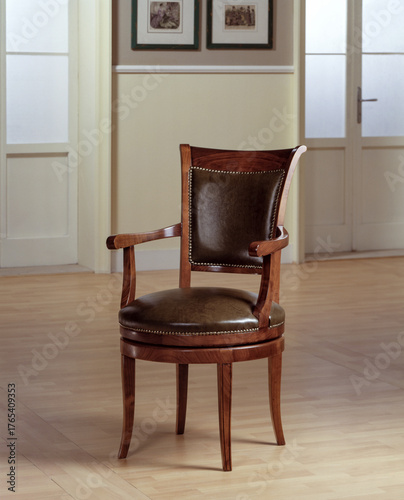Still life of a wooden armchair, classic style