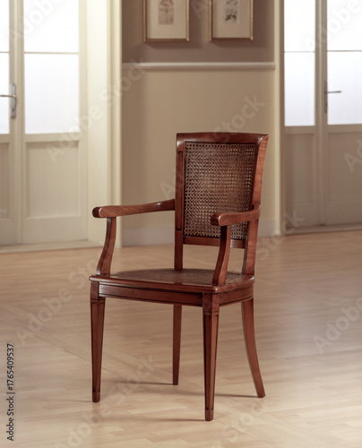 Still life of a wooden armchair, classic style