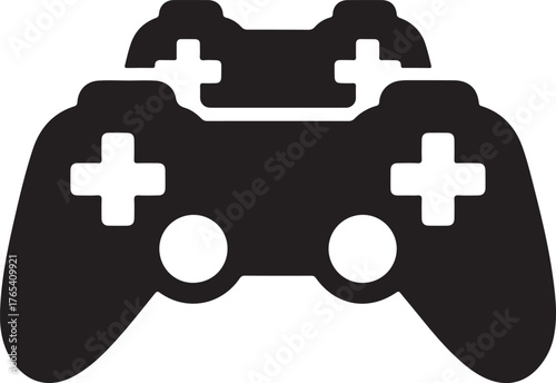 Iconic gaming controller silhouette symbol representing digital entertainment and video game play on modern devices