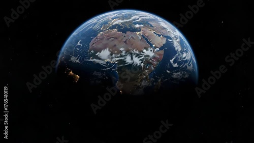 Planet earth a view from space rotating globe detailed surface