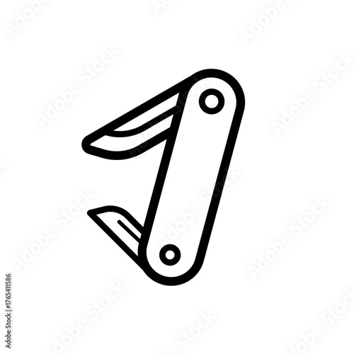 Folding pocket utility knife - vector icon