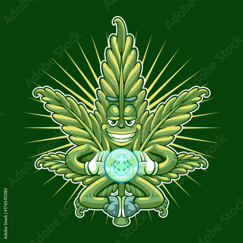 Marijuana, Cannabis, Hemp, pot Cartoon vector illustration. Weed logo cartoon character design. Herbal narcotic Suitable for medicine and healthcare