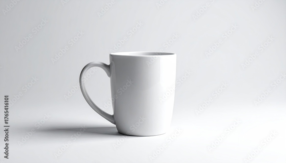 Fototapeta premium Plain white mug on white background; studio lighting