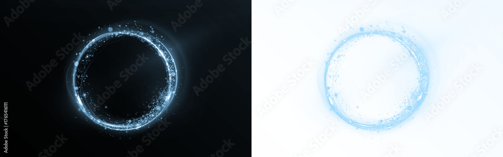 Fototapeta premium Png Blue Electric Halo Overlay PNG on transparent background