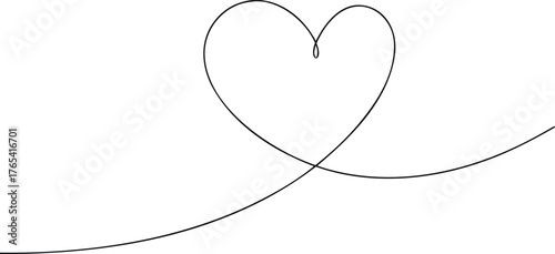 Single continuous line drawing of a heart shape love