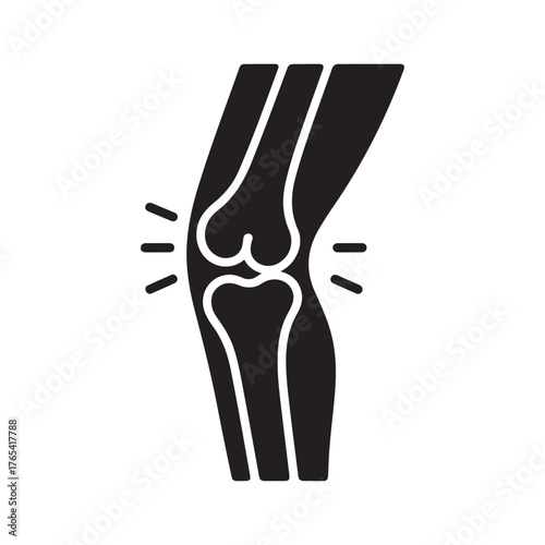Medical Knee Pain Black Silhouette Vector