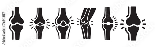 Joint Pain and Arthritis Icons Set. Knee Joint Pain Vector Illustration eps 10