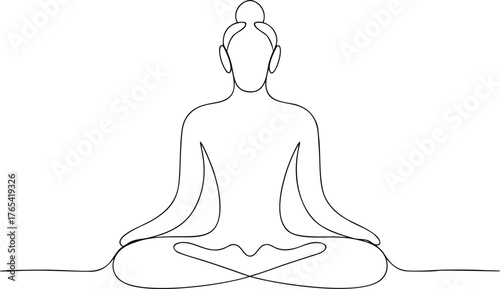 Single line drawing of person meditating in lotus pose 2