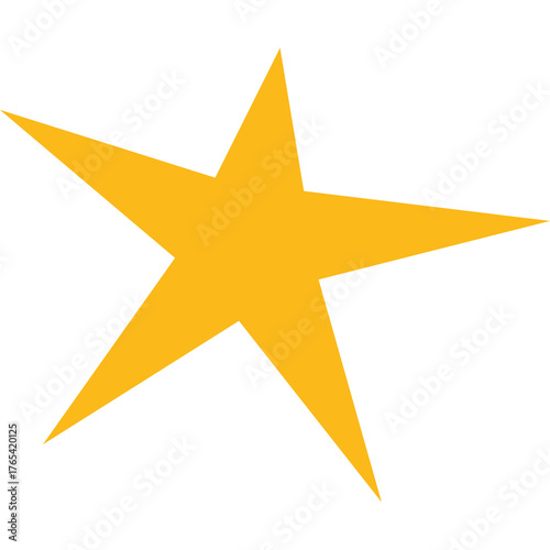 A Solid Golden Yellow Five Pointed Star Shape on a White Background Abstract Graphic Element