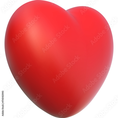 A Single Vivid Red Heart Shape Isolated on a Transparent Background with Soft Lighting Creating Subtle Shadows and Highlights