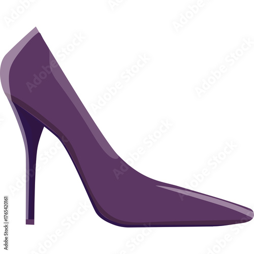 A Stylish Purple Stiletto High Heel Shoe With A Pointed Toe And Thin Heel On A Transparent White Background