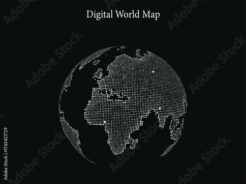Digital world map global network connection concept