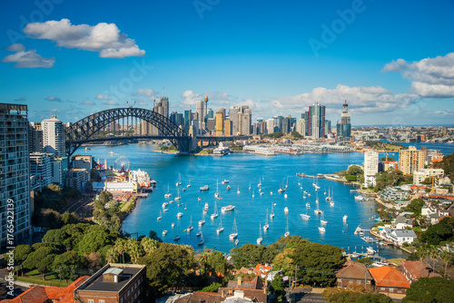 Sydney harbour bridge, Panorama view of Sydney city skyline with Sydney harbour bridge north shore in Australia