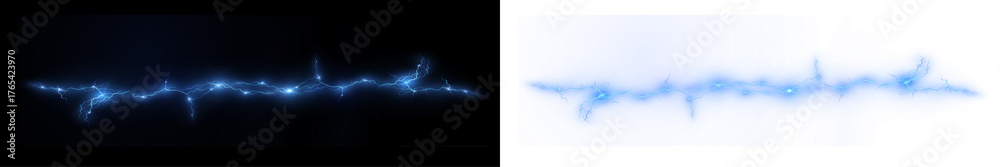 Obraz premium Png Blue Electric Lightning PNG Overlay on transparent background