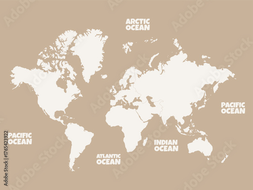 World map illustration continents and oceans vector 