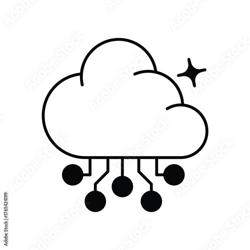Cloud Connection icon with white background vector stock illustration