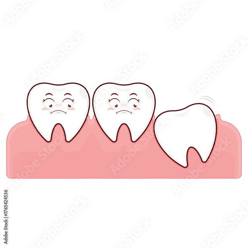 Impacted wisdom tooth cartoon cute
