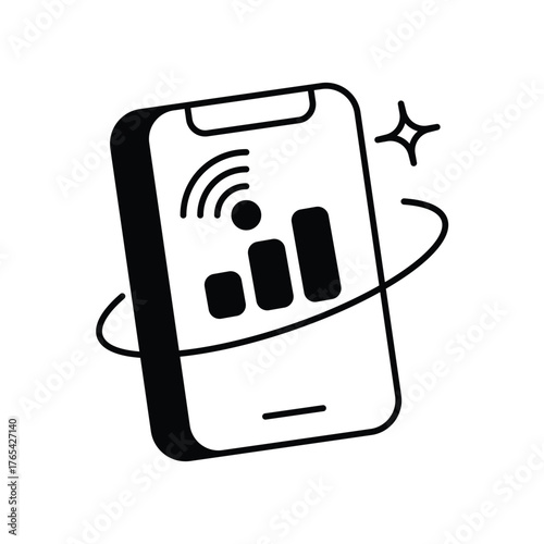 Mobile Network icon with white background vector stock illustration