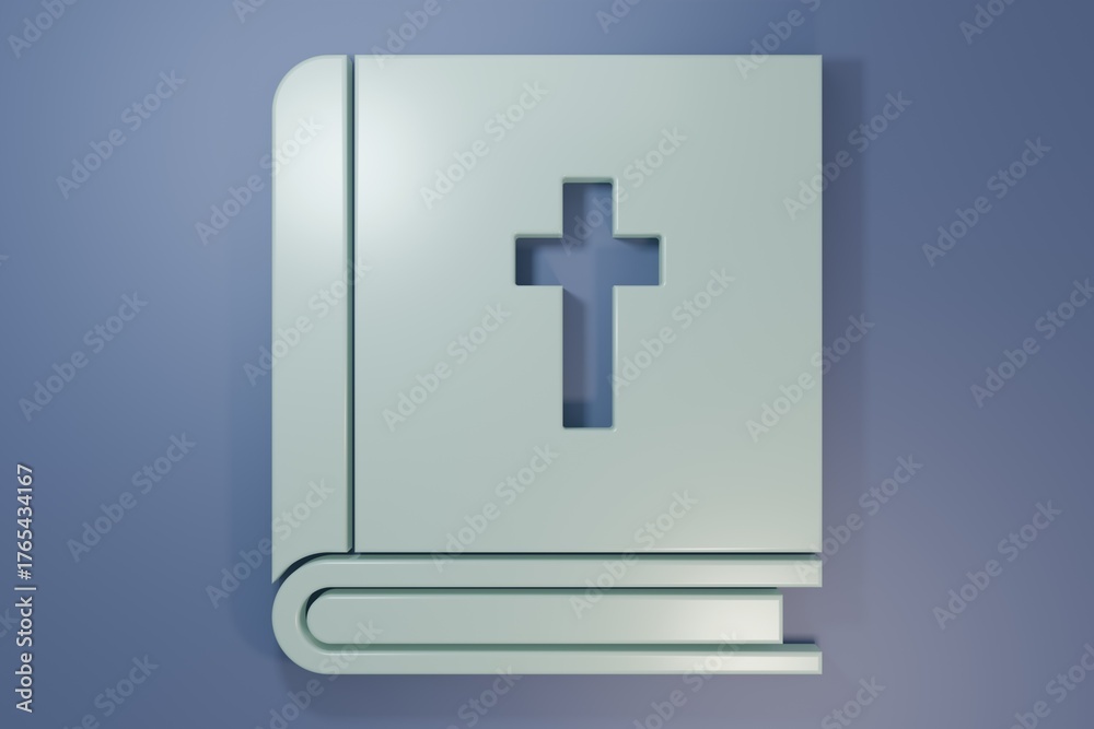 Obraz premium Grey Holy bible book icon isolated on purple-blue background. Minimalism concept. 3D render illustration