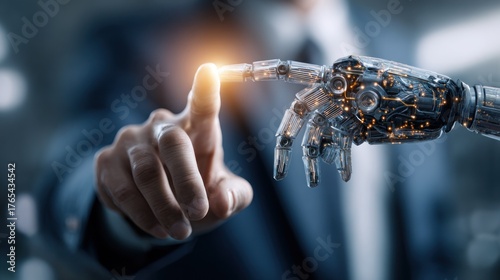 Human hand and robotic hand interacting touch connection technology