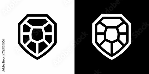 Modern Turtle Shell Shield Emblem Outline Design