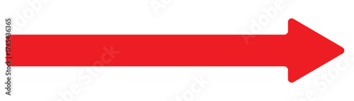 Long arrows icon set. Vector set of trendy long arrows left and right in flat style. Replaceable vector design. Long red curved arrow. Red long arrow vector icon. Flat style long arrow symbol.