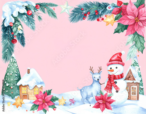 Watercolor christmas greeting card