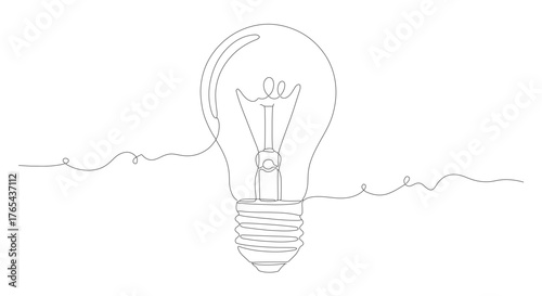 Continuous one line drawing of a light bulb, symbolizing an idea or innovation