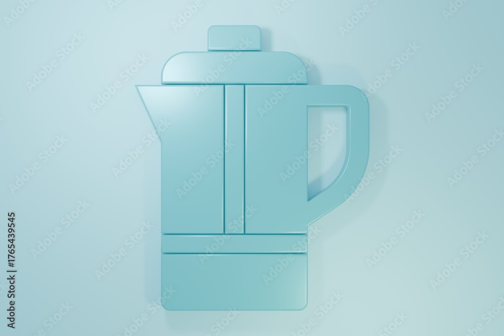 Obraz premium Blue Teapot icon isolated on blue background. Minimalism concept. 3D render illustration