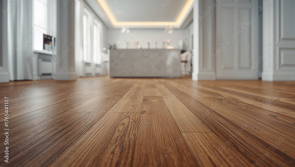Fototapeta premium Charming Modern Kitchen with Elegant Wooden Flooring View