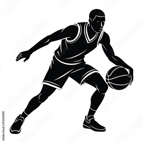 Slam Dunk Action Profile Dynamic Player Outline Graphic