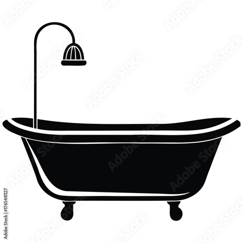 Bathroom Fixture Outline Relaxing Tub Silhouette Graphic