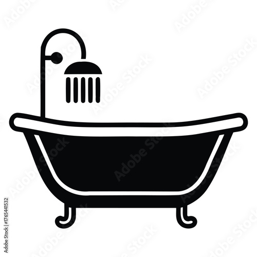 Bathroom Fixture Outline Relaxing Tub Silhouette Graphic