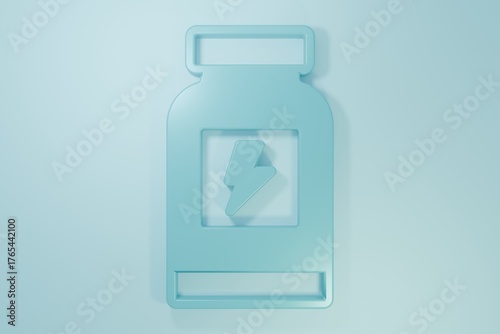Blue Energy drink icon isolated on blue background. Minimalism concept. 3D render illustration