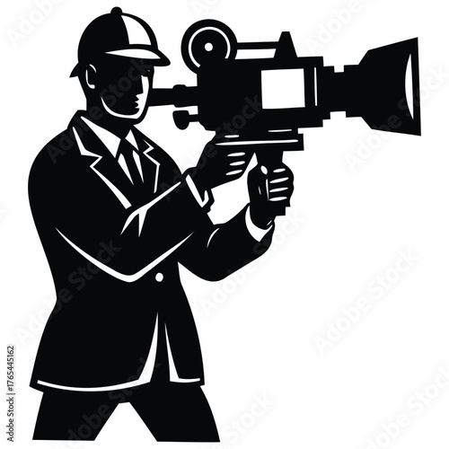 Filming Professional Profile Video Operator Outline Graphic
