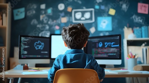 A person working on a computer in a technology focused workspace