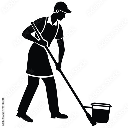 Daily Maintenance Mark Janitorial Staff Silhouette Art