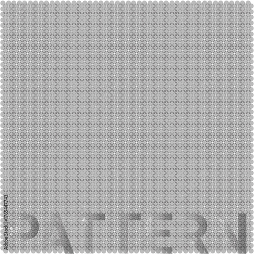 Seamless pattern background with circular and diamond shapes in soft gray tones.