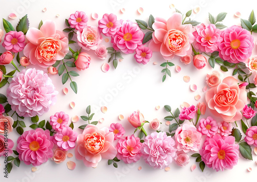 A beautiful bouquet of pink flowers is arranged in a row