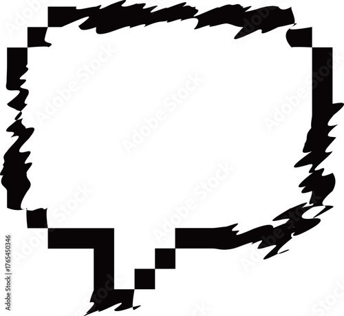 サイバーパンクなグリッチ風の吹き出し　ブラック