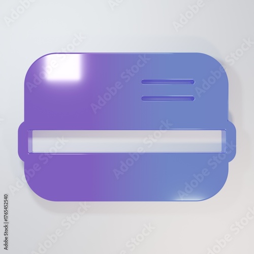 Purple-blue Credit card icon isolated on grey background. Online payment. Cash withdrawal. Financial operations. Shopping sign. Minimalism concept. 3D render illustration