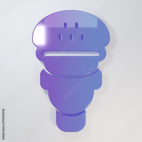 Purple-blue Taxi driver icon isolated on grey background. Minimalism concept. 3D render illustration