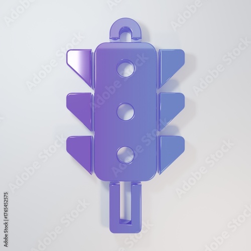Purple-blue Traffic light icon isolated on grey background. Minimalism concept. 3D render illustration