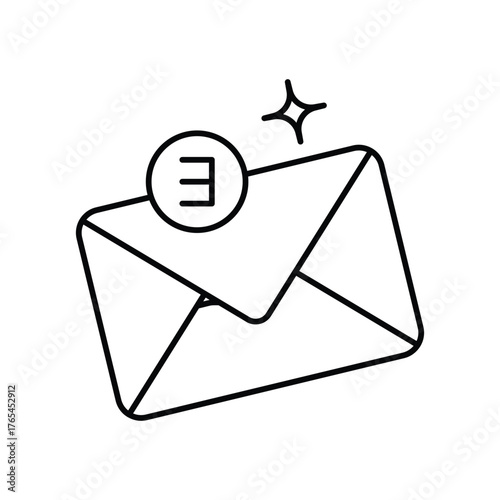 Message Envelope icon with white background vector stock illustration