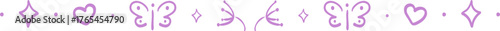 Divider hand drawn dotted line cute for border decoration, line minimal, baw, heart.
