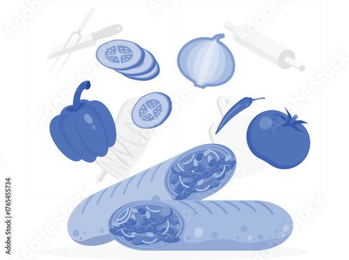 Ingredients for Wraps or Burritos food cooking