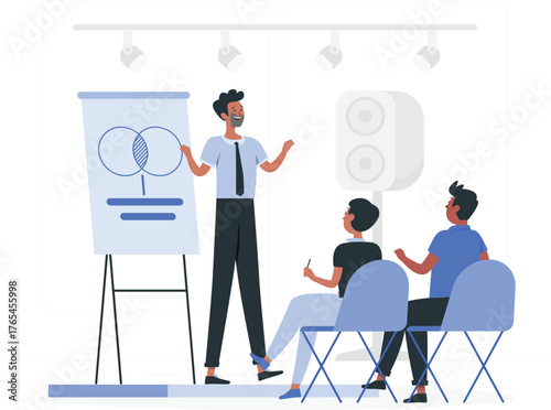 Presentation with Flip Chart and Audience meeting conference