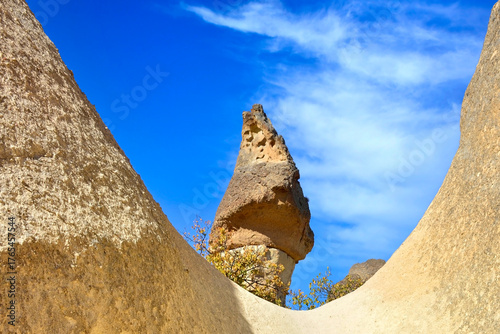 One of the wonders of the world. View of scenic geological formations and fairy chimneys in a beautiful valley , Cappadocia, Turkey