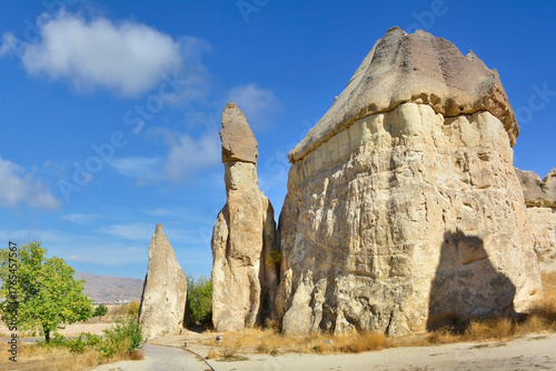 One of the wonders of the world. View of scenic geological formations and fairy chimneys in a beautiful valley , Cappadocia, Turkey