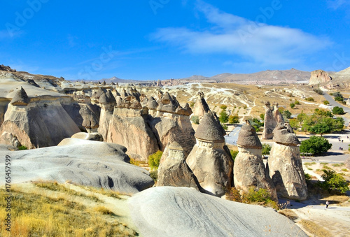 One of the wonders of the world. View of scenic geological formations and fairy chimneys in a beautiful valley , Cappadocia, Turkey